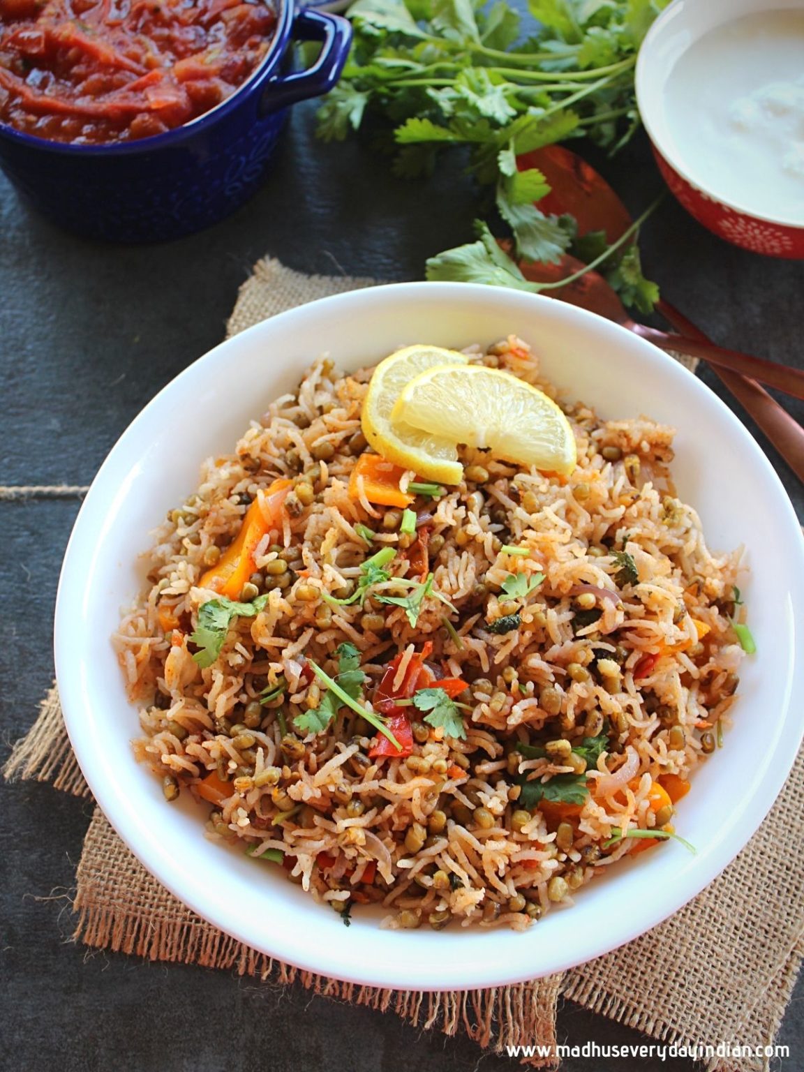 Green Moong Dal Pulao ( Easy Instant Pot Method) - Madhu's Everyday Indian